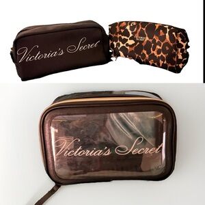 🖤 Victoria's Secret Clear Cosmetic Bag With Mini Leopard Print Cosmetic Bag 🖤